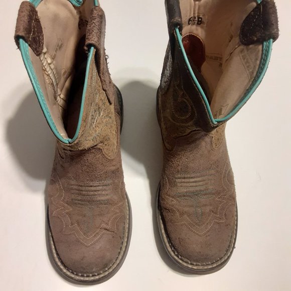 Ariat Women's Fatbaby Brown Turquoise Western Boots 10015363 in Size 6.5B - Picture 3 of 6